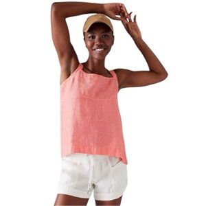 ATHLETA Women's Voyager Linen Tank Top Sunset Glow Size XS 100% Linen Blouse